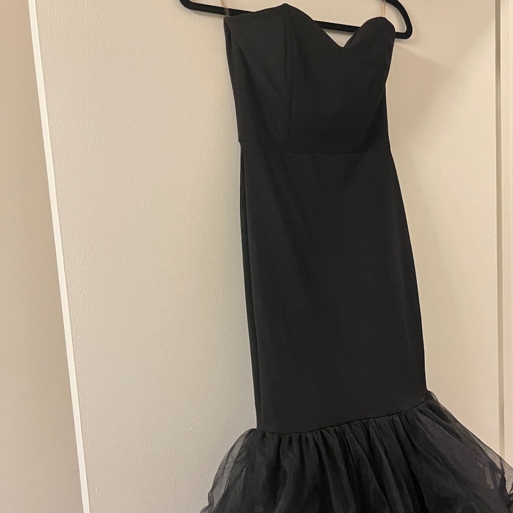 Elegant Strapless Corset Mermaid Dress Gown - Black